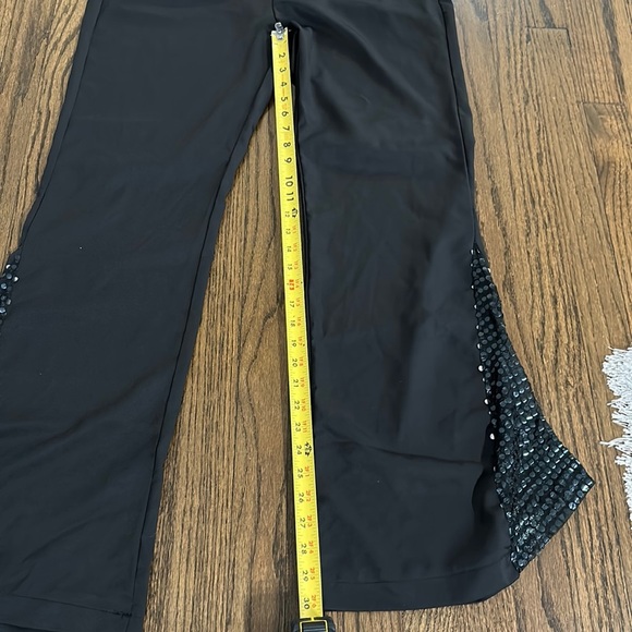 Black Sequins Bell Bottom Dress Costume Pants With Pockets Size XL - Picture 8 of 12